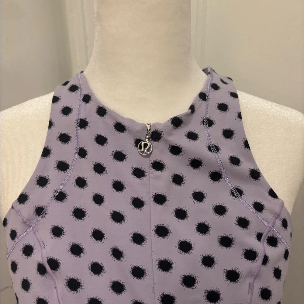 lululemon Velo Vixen Purple Polka Dot Zip Up Cycling Jersey - Picture 2 of 8